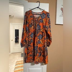 Old Navy, orange and blue floral, size L